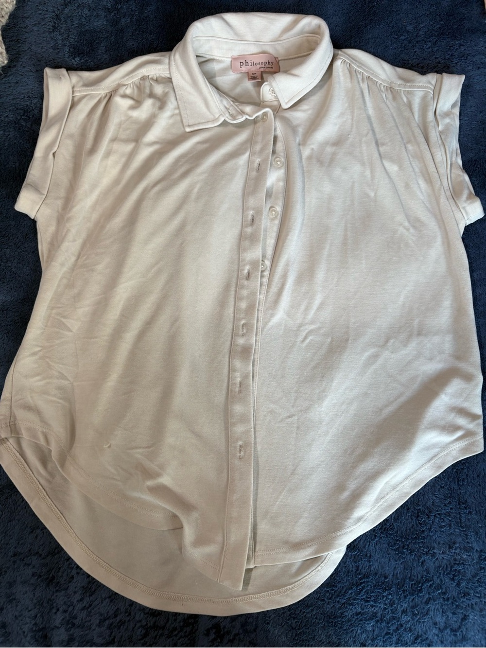 Philosophy Cream Button-Front Cap Sleeve Blouse